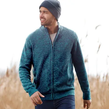 Pánský svetr Svetr se stojáčkem a fleecovou podšívkou tyrkysová melír 97/106 (L)