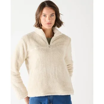Dámská móda Blancheporte Plyšová mikina se stojáčkem na zip béžová 50