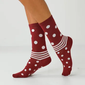 Dámské ponožky Sada 4 párů ponožek jednobarevných a s puntíky bordó/růžová 35-38