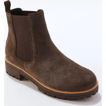 Dámské kozačky Nízké kozačky chelsea z kožené usně čokoládová 36