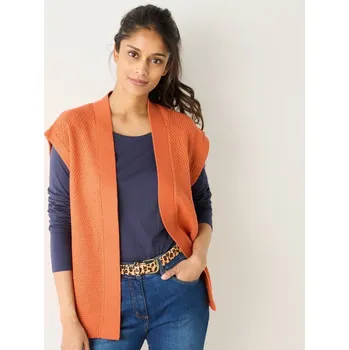 Dámská vesta Vesta z úpletu s perličkovým vzorem oranžová 38/40
