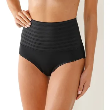 Kalhotky Stahující zeštíhlující kalhotky ze saténu a žakárového tylu černá 54/56