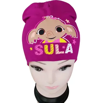 Čepice Setino Čepice ZAJÍČEK BING - SULA bavlna jaro podzim dívčí růžová tmavá Barva: Růžová tmavá, Velikosti: 54