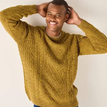 Pánský svetr Pulovr s irským vzorem a kulatým výstřihem kari melír 127/136 (3XL)