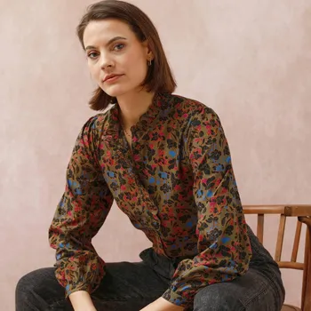 Halenka s volánkem a potiskem olivová 40