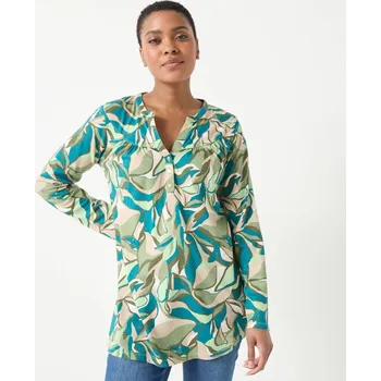 Tunika s dlouhými rukávy a potiskem květin khaki/béžová 42/44