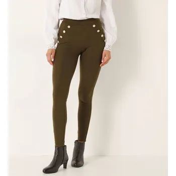 Dámské legíny Legíny s ozdobnými knoflíky a pružným pasem khaki 46/48