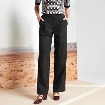 Dámské kalhoty Široké pruhované kalhoty černá 46