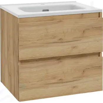 Koupelnový nábytek kielle Skříňka včetně umyvadla, 60x55x46 cm, 2 zásuvky, zlatý dub 50027S621