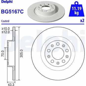 Brzdový kotouč Brzdový kotouč DELPHI BG5167C