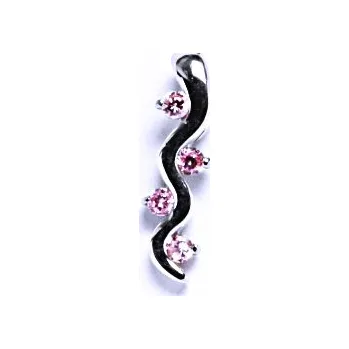 Přívěsek Elegantní zlatý přívěsek , bílé i žluté zlato , pink zirkony - VP 42 (zirkony 2,25 mm)