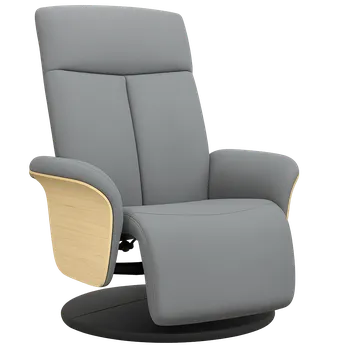 Křeslo Křeslo relaxační, polohovací, otočné, dřevo světlé, látka šedá, PULSAR 2