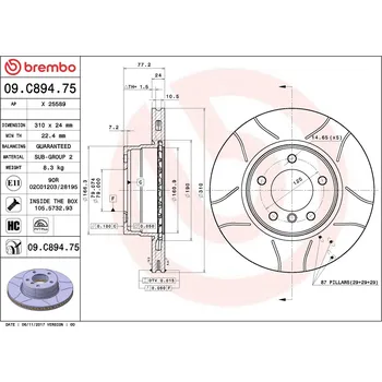 Brzdový systém Brzdový kotouč BREMBO 09.C894.75