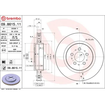 Brzdový kotouč Brzdový kotouč BREMBO 09.8615.11