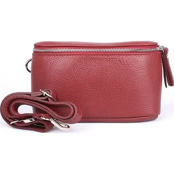 Kabelka Dámská tmavěčervená kožená ledvinka Vera Pelle no. 121