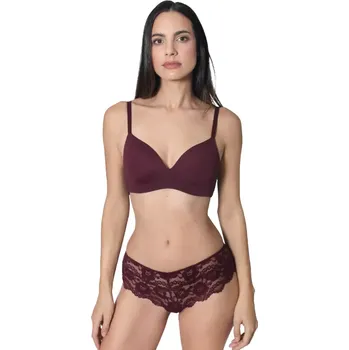Souprava dámského spodního prádla Bezkosticová podprsenka Sassa Mode 14660 dark plum velikost 70B