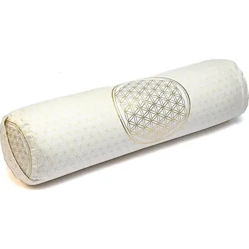 Pěnový válec Phoenix Import Yogi & Yogini Bolster válec na jógu se symbolem ECO pohanka 100% organická bavlna 60 x 16 cm Barva: Bílá