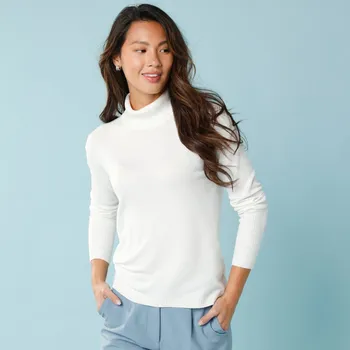 Dámský svetr Žebrovaný rolák pro menší postavu režná 42/44