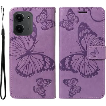 Pouzdro na mobilní telefon Big Butterfly knížkové pouzdro na Xiaomi Redmi 15C 4G/5G (173mm) - fialové