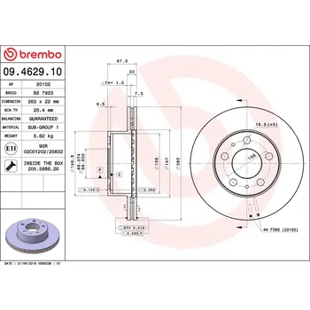 Brzdový kotouč Brzdový kotouč BREMBO 09.4629.10