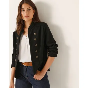 Pánská casual bunda Bunda ve vojenském stylu z imitace semiše černá 48