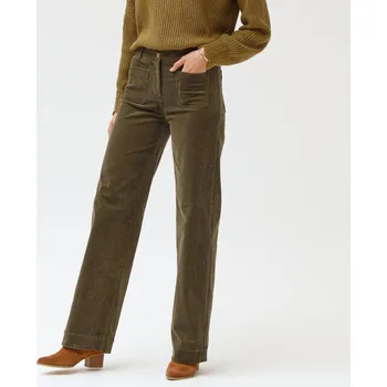 Dámské kalhoty Široké manšestrové kalhoty, pro střední výšku postavy khaki 46