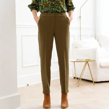 Dámské kalhoty Splývavé cigaretové kalhoty khaki 42
