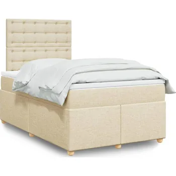 Postel vidaXL Box spring postel s matrací 120x190 cm textil [3291234] Barva: krémová