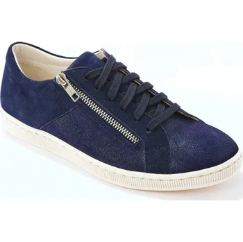 Dámské tenisky Kožené nízké tenisky se zipem a lesklým efektem nám. modrá 39