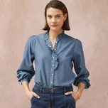 Halenka s volánkem modrá 46