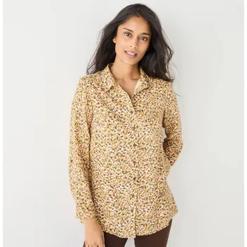 Pánská košile Dlouhá košile s minimalistickým potiskem khaki/korálová 56