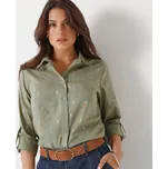 Košile s rukávy na ohrnutí a se zlatým potiskem mechová/zlatá 36