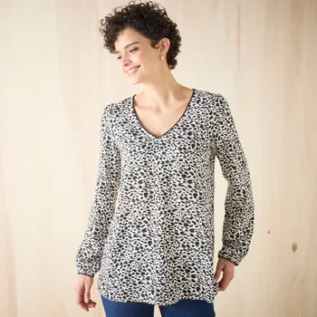 Dámské tričko Rozšířená tunika s potiskem režná/černá 50