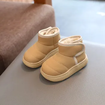 Chlapecká zimní obuv Zimní dětské boty s kožešinou a zapínáním na suchý zip Velikost: 27, Barva (Varianta): Khaki