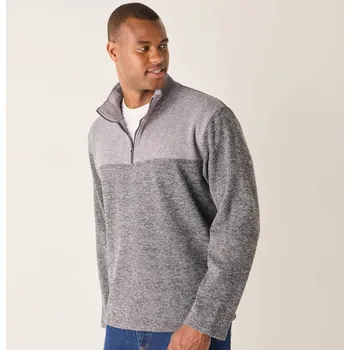 Pánská mikina Mikina se zipovým stojáčkem šedý melír 127/136 (3XL)