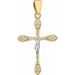 Zlatý přívěsek krucifix Duo Crux ze žlutého a bílého zlata s Brilliance Zirconia FNN22136PGYW