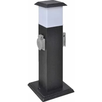 Elektrická zásuvka zahrada-XL Černý zahradní sloupek s objímkou a lampou 41235