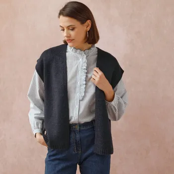 Dámská vesta Vesta z jemného úpletu nám. modrá 38/40