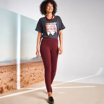 Dámské legíny Legíny s prošitými puky bordó 34/36