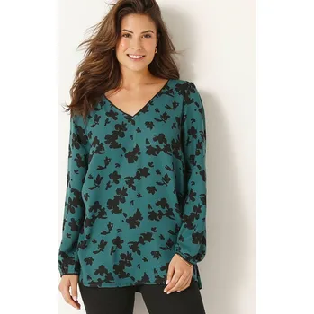 Dámské tričko Rozšířená tunika s dvoubarevným potiskem zelená/černá 40