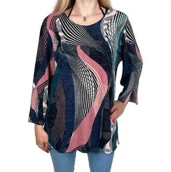 Dámská halenka LGM Dámská barevná halenka s třičtvrtečním rukávem POLY Barva: Růžová, Velikost: 2XL