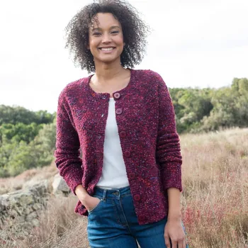 Dámský svetr Buklé svetr na knoflíky švestková 42/44