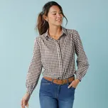 Košile s vichy kostkou, pro menší postavu čokoládová 52