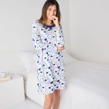 Dámská noční košile Krátká noční košile s potiskem srdíček nám. modrá 42/44