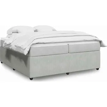 Postel vidaXL Box spring postel s matrací 200x200 cm samet [3285665] Barva: světle šedá