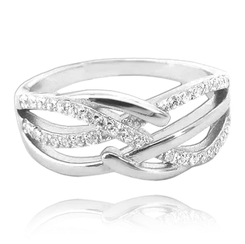 Souprava šperků MINET Luxusní stříbrný prsten s bílými zirkony vel. 61 JMAN0049SR61