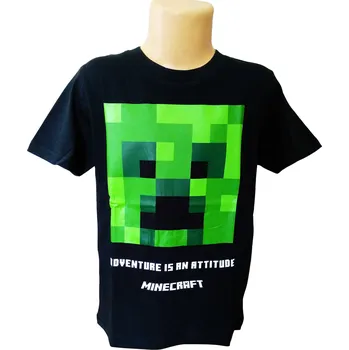 Chlapecké tričko Fashion UK Chlapecké tričko MINECRAFT CREEPER s nápisem krátký rukáv černé Barva: Černá, Velikost: 128