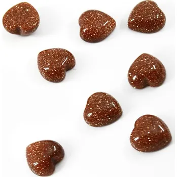 Materiál na výrobu šperku Kabošony srdce 10mm Zlatý kámen - 1Ks - 1Ks