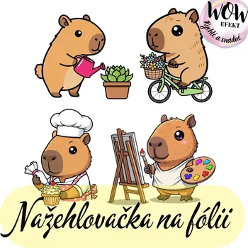 Nažehlovačky na fólii Nažehlovačka na fólii, KAPYBARA mix malíř, k dotvoření, 16,4x16,1cm /arch