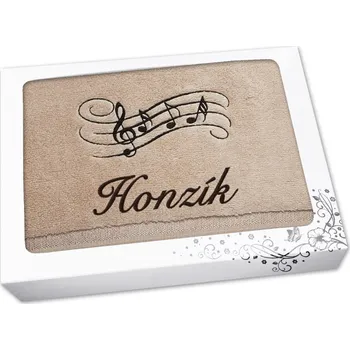 Osuška Luxusní dárkové balení osušky se jménem NA PŘÁNÍ béžové Noty